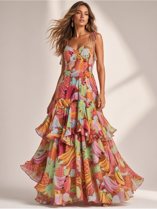 FARM Rio Dresses & Skirts - FARM Rio Multicolor Tropical Tiered Maxi summer Boho Dress Sz XL